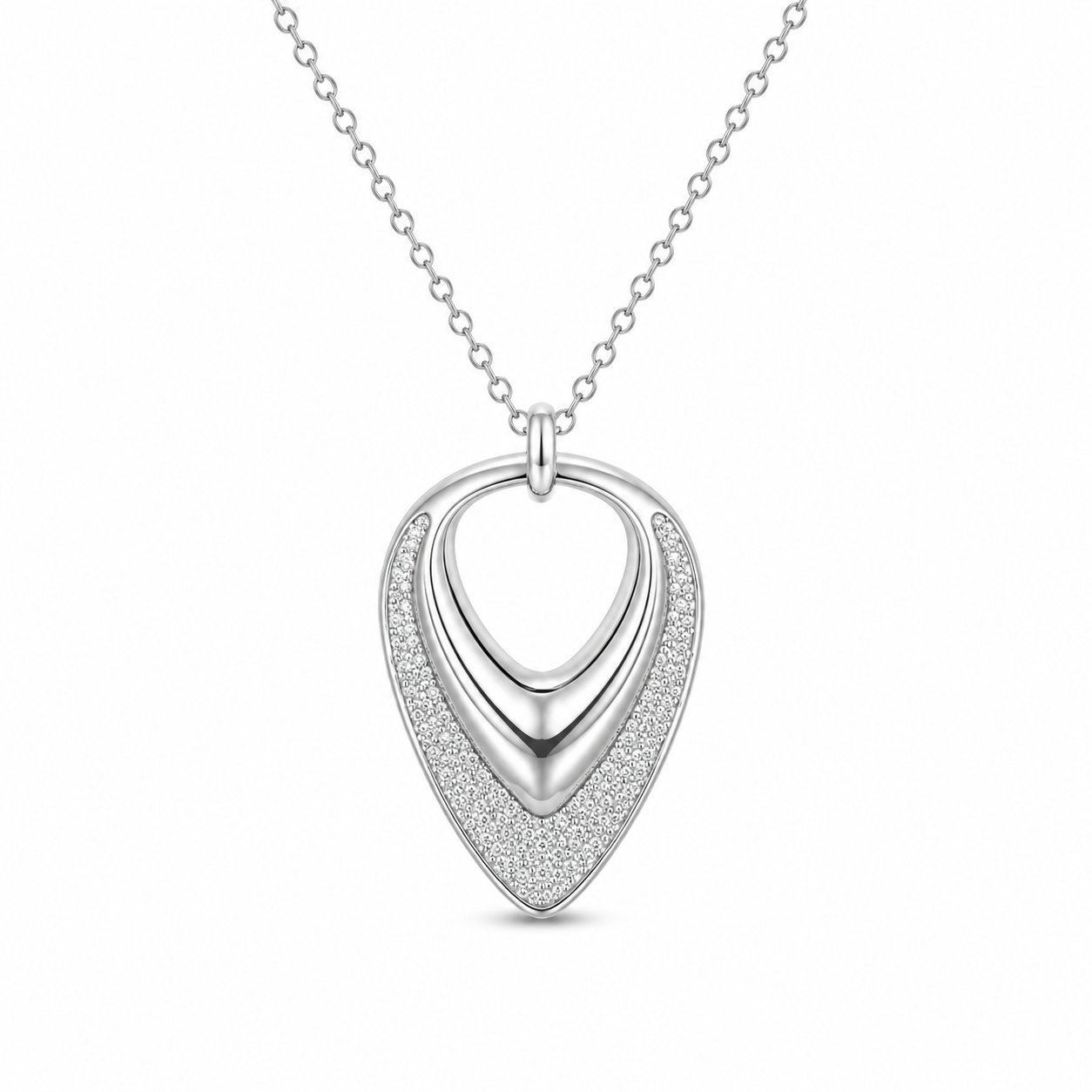 PAVE TEARDROP — ΚΟΛΙΕ ΑΣΗΜΙ 925 ΜΕΓΑΛΟ ΔΑΚΡΥ ΖΙΡΓΚΟΝ PAVE