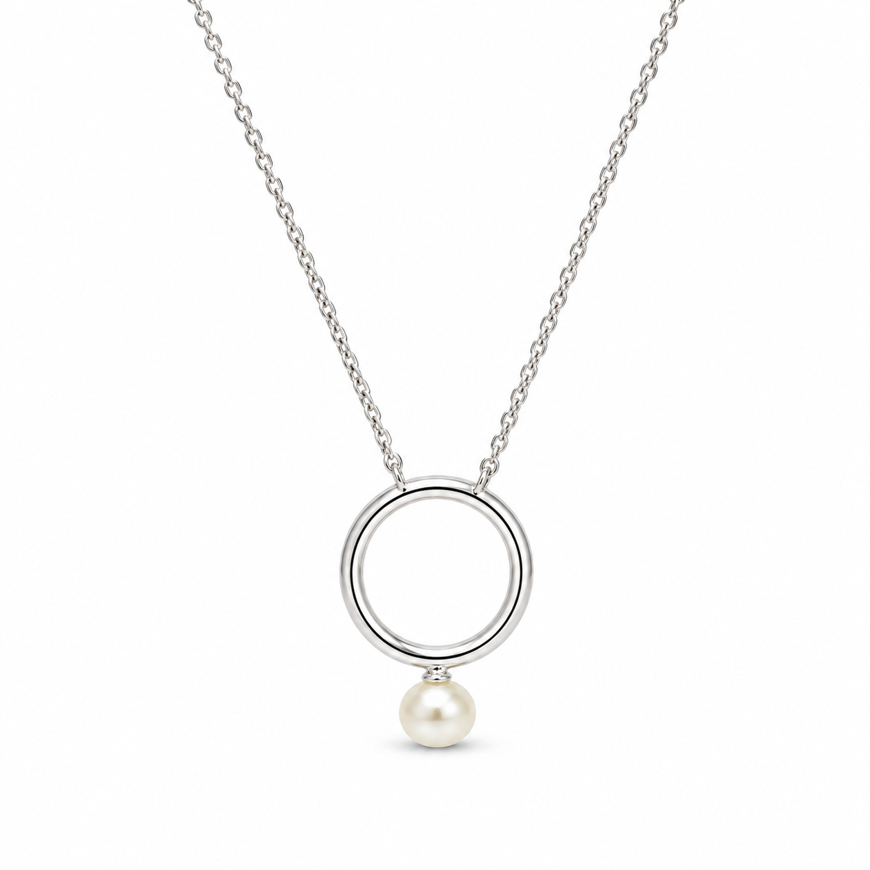 CIRCLE PEARL — ΚΟΛΙΕ ΑΣΗΜΙ 925 ΚΥΚΛΟΣ ΦΥΣΙΚΟ ΜΑΡΓΑΡΙΤΑΡΙ