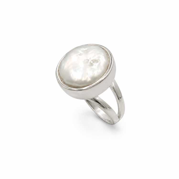 COIN PEARL — ΔΑΧΤΥΛΙΔΙ ΑΣΗΜΙ 925 ΦΥΣΙΚΟ ΜΑΡΓΑΡΙΤΑΡΙ COIN
