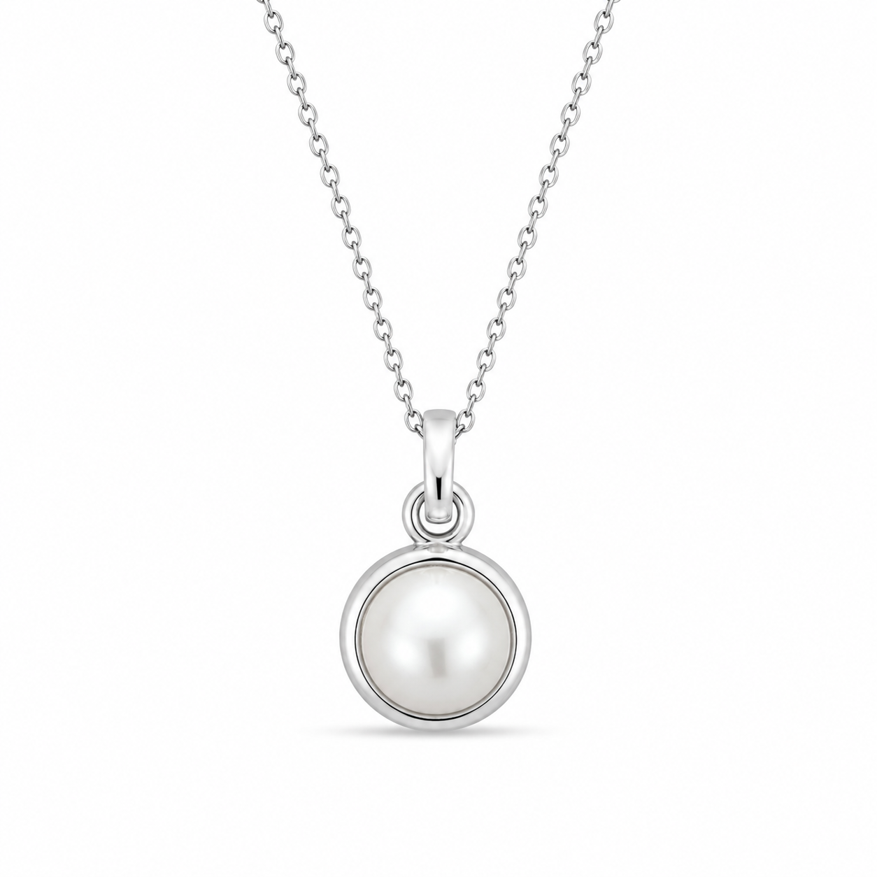 CLASSIC PEARL DROP NECKLACE — ΚΟΛΙΕ ΑΣΗΜΙ 925 ΡΟΔΙΟ ΜΕ ΜΑΡΓΑΡΙΤΑΡΙ