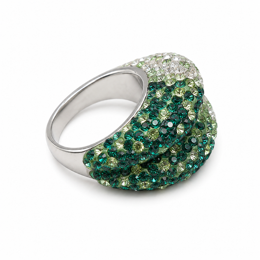 GREEN OMBRÉ DOME — ΔΑΧΤΥΛΙΔΙ ΑΣΗΜΙ 925 ΟΓΚΩΔΕΣ ΠΟΛΥΧΡΩΜΑ ΖΙΡΓΚΟΝ OMBRE
