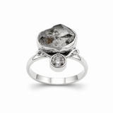 PYRITE SPARK RING — ΔΑΧΤΥΛΙΔΙ ΑΣΗΜΙ 925 ΜΕ ΦΥΣΙΚΟ ΣΙΔΗΡΟΠΥΡΙΤΗ ΚΑΙ ΖΙΡΓΚΟΝ