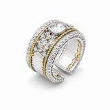 ROYAL PAVE RING — ΔΑΧΤΥΛΙΔΙ ΑΣΗΜΙ 925 ΔΙΧΡΩΜΟ ΦΑΡΔΙΑ ΜΠΑΝΤΑ ΜΕ ΛΕΥΚΑ ΖΙΡΓΚΟΝ