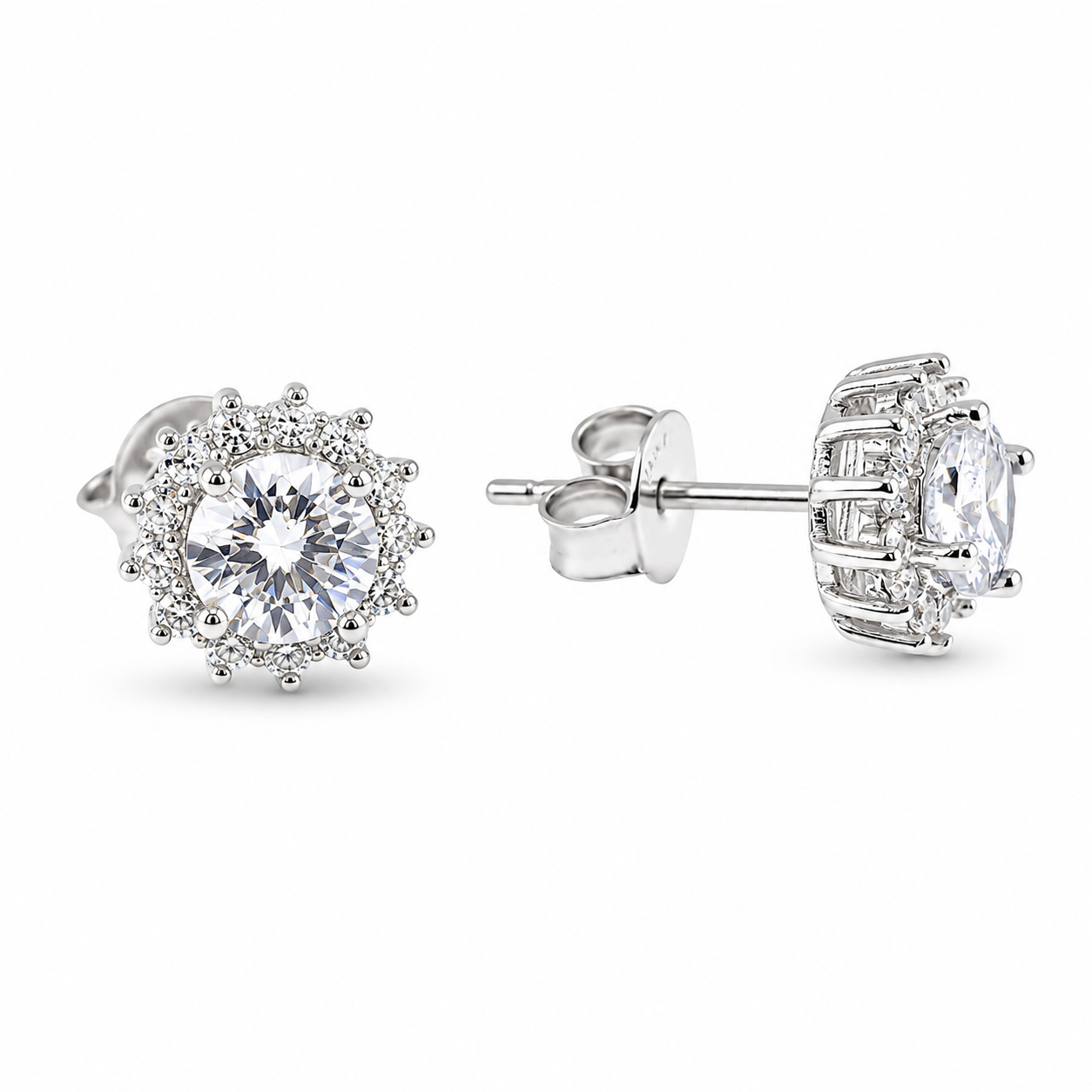 ROUND HALO STUD — ΚΑΡΦΩΤΑ ΑΣΗΜΙ 925 ΖΙΡΓΚΟΝ ΑΣΗΜΙ & ΧΡΥΣΟ