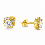 ROUND HALO STUD — ΚΑΡΦΩΤΑ ΑΣΗΜΙ 925 ΖΙΡΓΚΟΝ ΑΣΗΜΙ & ΧΡΥΣΟ
