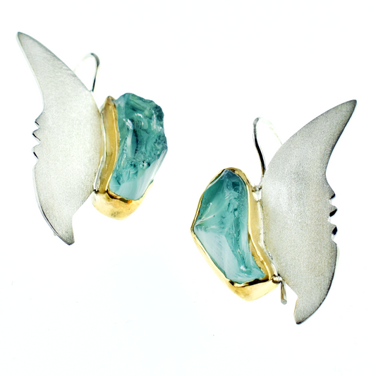 Aquamarine Butterfly Earrings