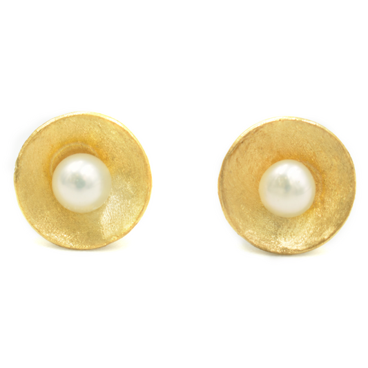 NEMA PEARL — Χρυσά στρογγυλά σκουλαρίκια με μαργαριτάρι