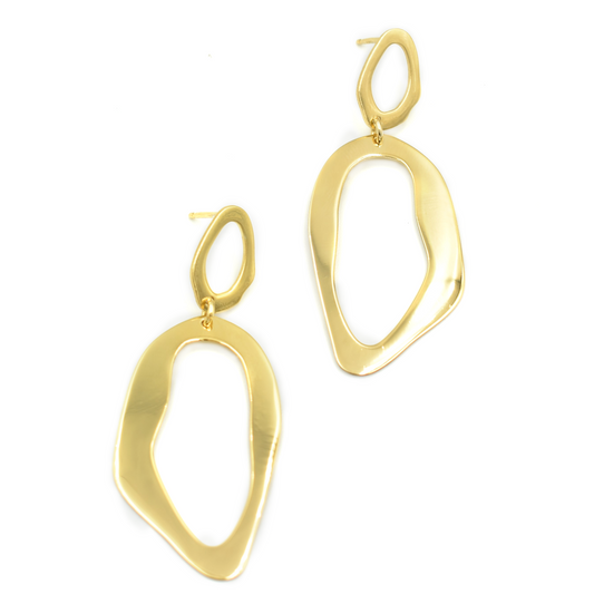 NEMA DUAL FLOW — Χρυσά διπλά sculptural σκουλαρίκια