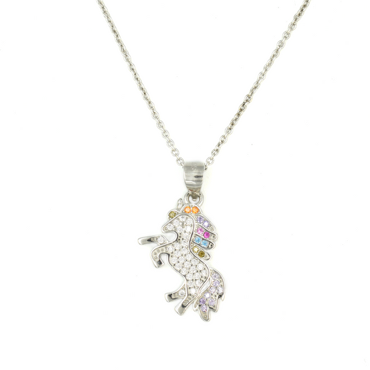 UNICORN — ΑΣΗΜΕΝΙΟ ΚΟΛΙΕ ΜΕ ΠΟΛΥΧΡΩΜΕΣ ΠΕΤΡΕΣ