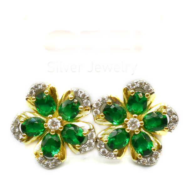 EMEREL – ΣΚΟΥΛΑΡΙΚΙΑ ΑΣΗΜΙ 925 ΜΕ ΠΡΑΣΙΝΕΣ ΠΕΤΡΕΣ