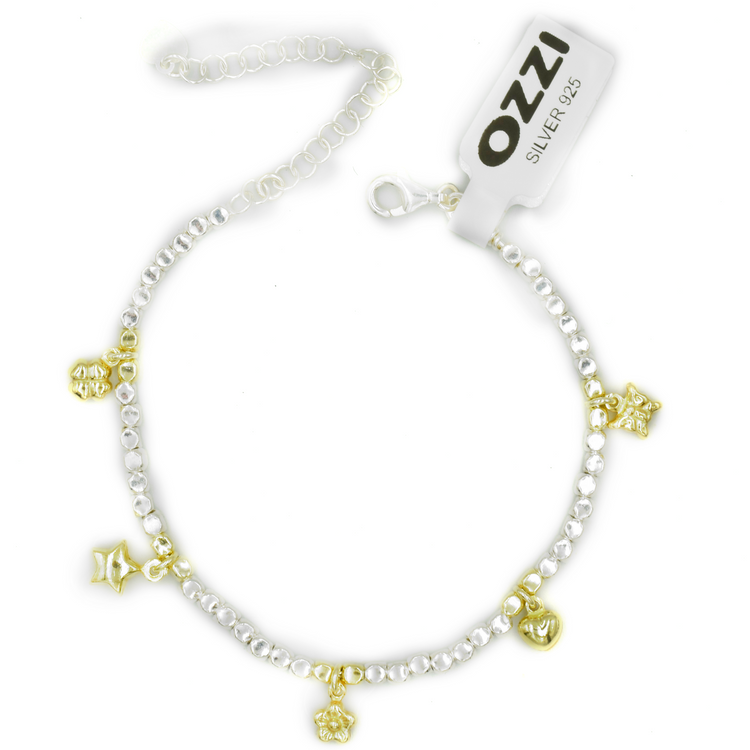 IRALI – ΒΡΑΧΙΟΛΙ ΑΣΗΜΙ 925 ΜΕ ΧΡΥΣΑ CHARMS