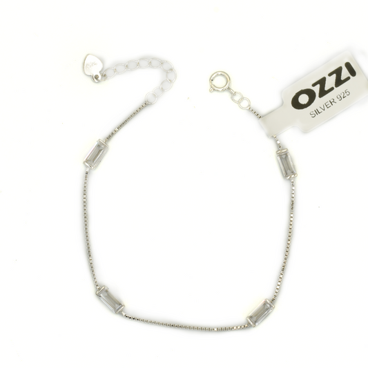 CLARITY — ΒΡΑΧΙΟΛΙ ΑΠΟ ΑΣΗΜΙ 925 ΜΕ ΟΡΘΟΓΩΝΙΕΣ ΛΕΥΚΕΣ ΠΕΤΡΕΣ