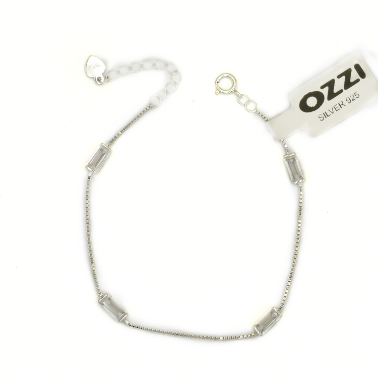 CLARITY — ΒΡΑΧΙΟΛΙ ΑΠΟ ΑΣΗΜΙ 925 ΜΕ ΟΡΘΟΓΩΝΙΕΣ ΛΕΥΚΕΣ ΠΕΤΡΕΣ