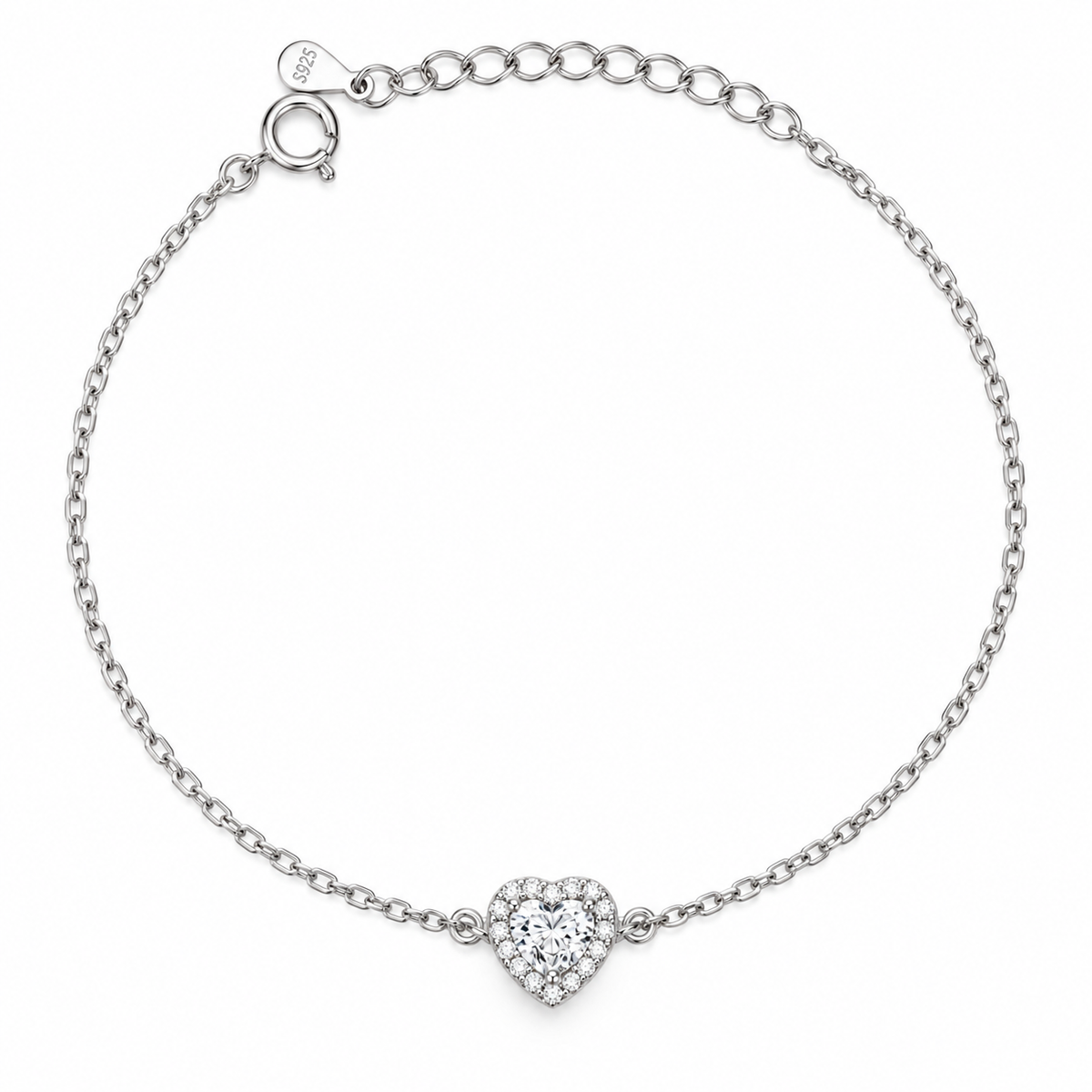 HEART HALO BRACELET — ΒΡΑΧΙΟΛΙ ΑΣΗΜΙ 925 ΚΑΡΔΙΑ ΜΕ ΖΙΡΚΟΝΙΑ HALO