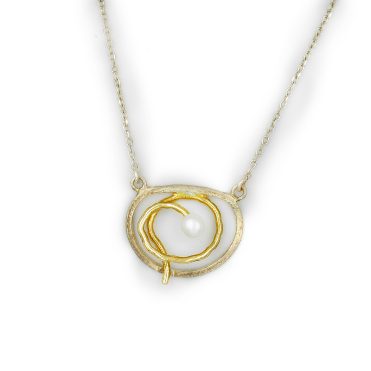 LYONI — ΔΙΧΡΩΜΟ ΚΟΛΙΕ ΑΠΟ ΑΣΗΜΙ 925 ΜΕ ΜΑΡΓΑΡΙΤΑΡΙ