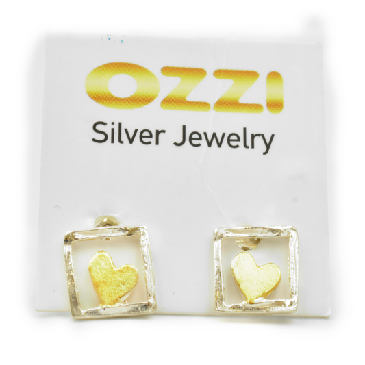 CORIN — ΔΙΧΡΩΜΑ ΣΚΟΥΛΑΡΙΚΙΑ ΑΠΟ ΑΣΗΜΙ 925 ΜΕ ΕΠΙΧΡΥΣΗ ΚΑΡΔΙΑ