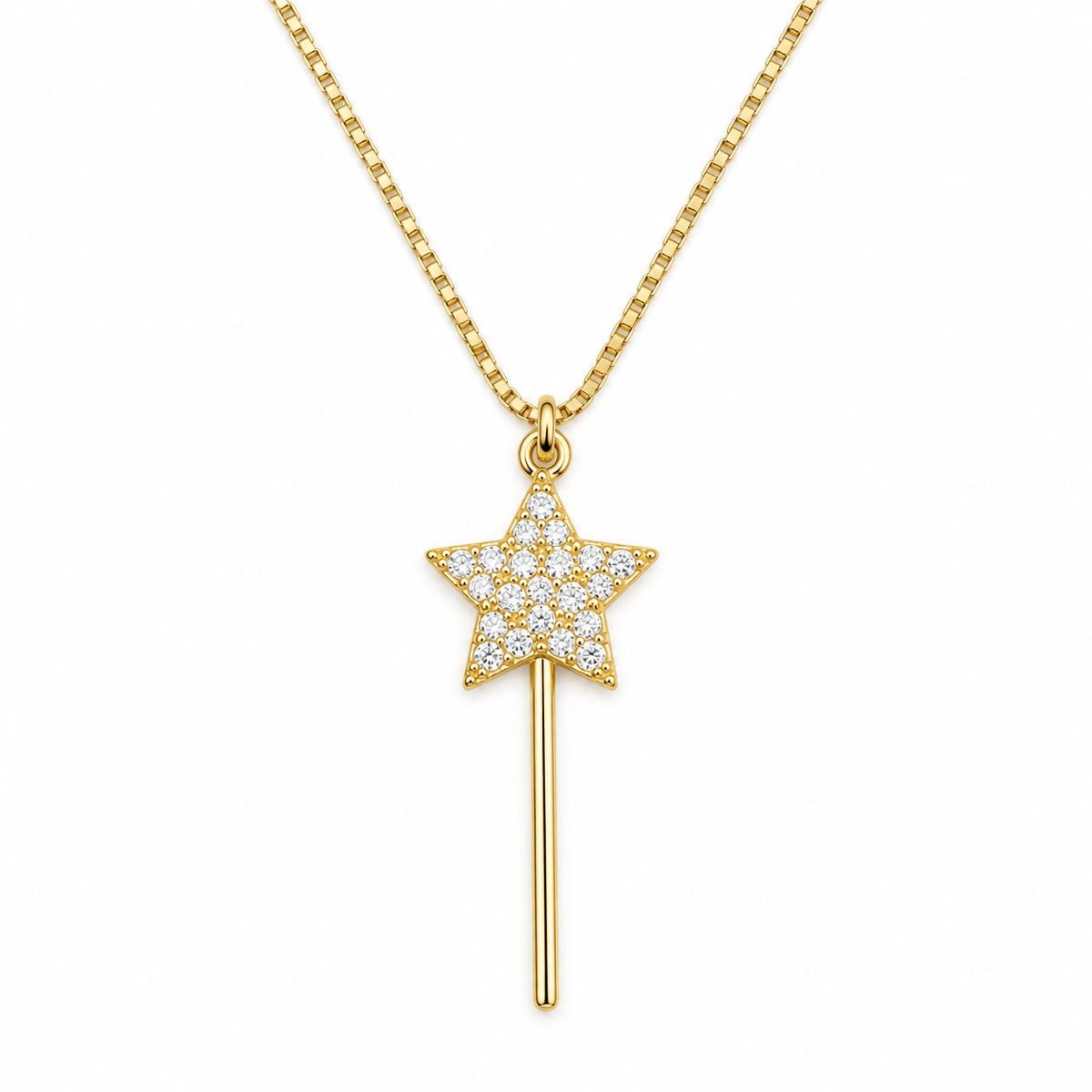 MAGIC STAR WAND — ΚΟΛΙΕ ΑΣΗΜΙ 925 ΕΠΙΧΡΥΣΩΜΕΝΟ ΡΑΒΔΑΚΙ ΑΣΤΕΡΙ ΜΕ ΖΙΡΚΟΝΙΑ