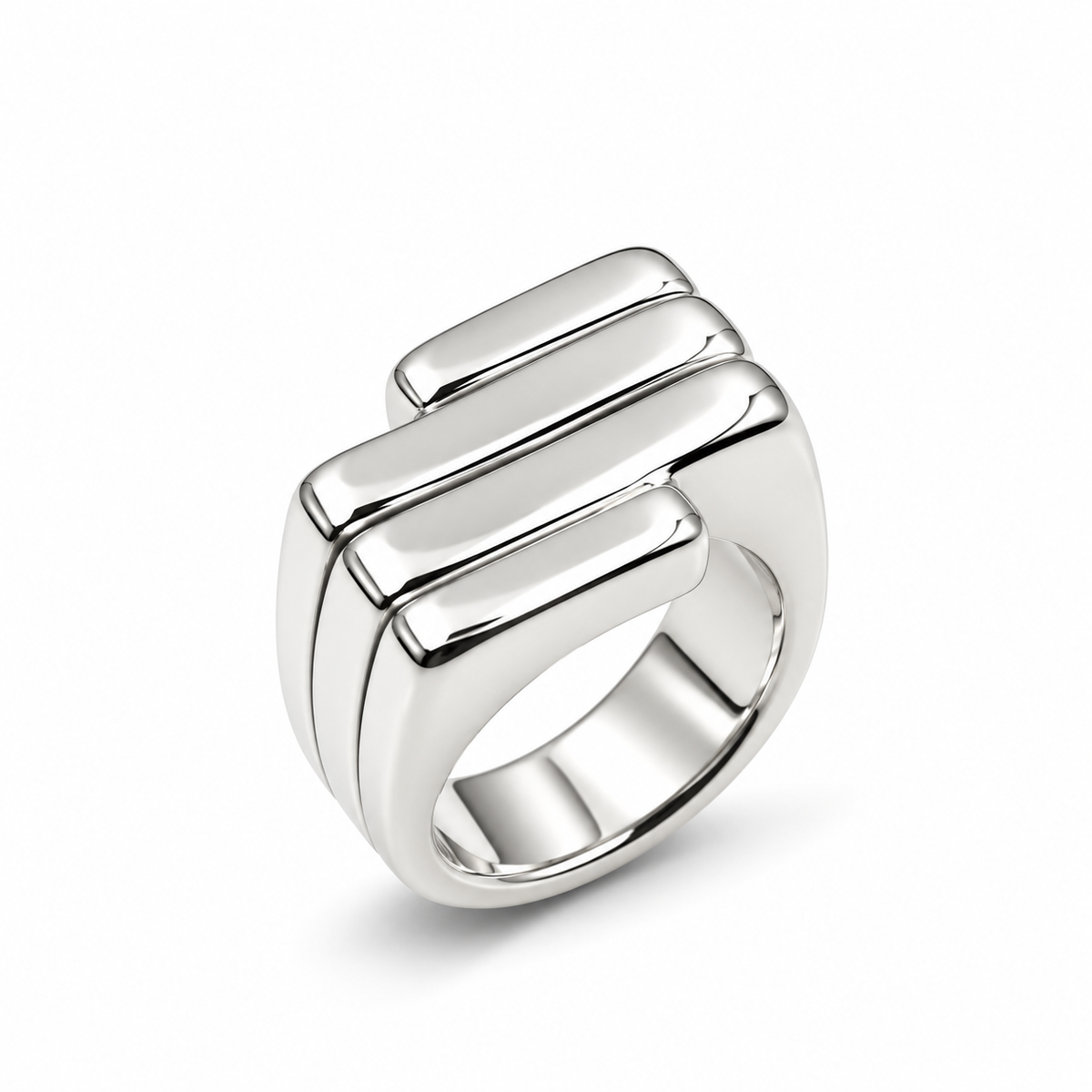 STACKED LINES SIGNET — ΔΑΧΤΥΛΙΔΙ ΑΣΗΜΙ 925 ΓΕΩΜΕΤΡΙΚΕΣ ΓΡΑΜΜΕΣ