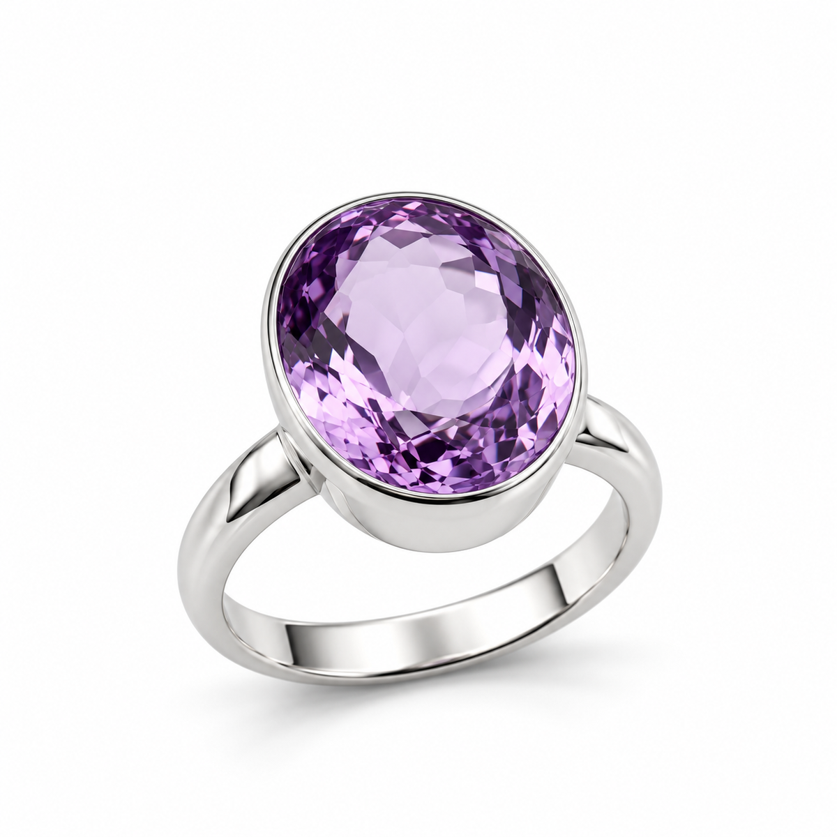 OVAL AMETHYST SOLITAIRE — ΔΑΧΤΥΛΙΔΙ ΑΣΗΜΙ 925 ΜΕ ΑΜΕΘΥΣΤΟ ΟΒΑΛ ΚΟΠΗ