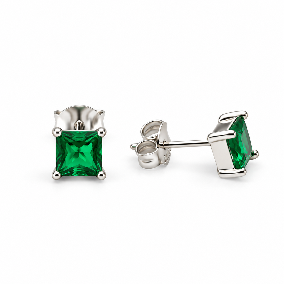 EMERALD SQUARE STUD — ΣΚΟΥΛΑΡΙΚΙΑ ΚΑΡΦΩΤΑ ΑΣΗΜΙ 925 ΜΕ ΠΡΑΣΙΝΟ ΖΙΡΚΟΝΙΑ