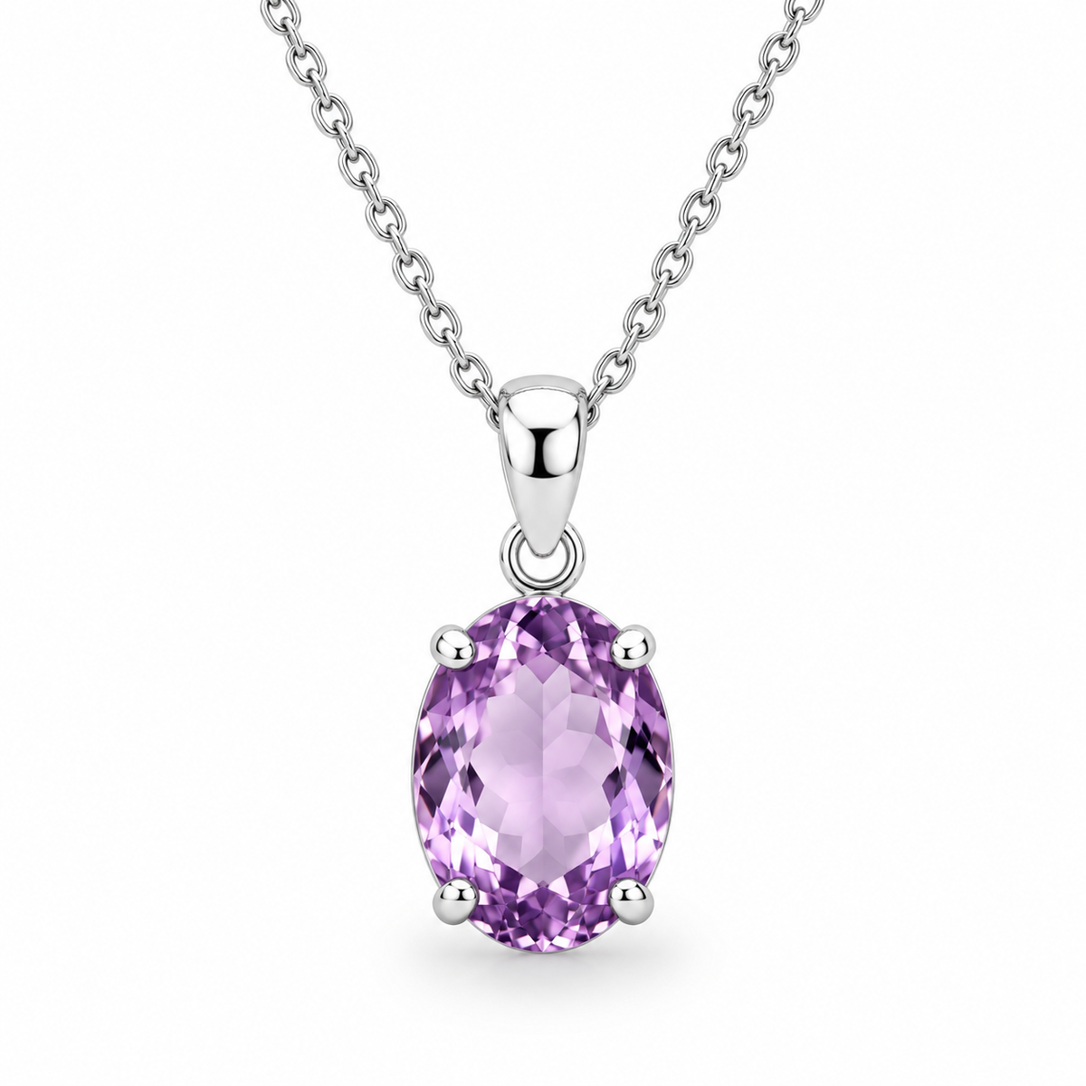 OVAL AMETHYST PENDANT — ΚΟΛΙΕ ΑΣΗΜΙ 925 ΜΕ ΑΜΕΘΥΣΤΟ ΟΒΑΛ ΚΟΠΗ