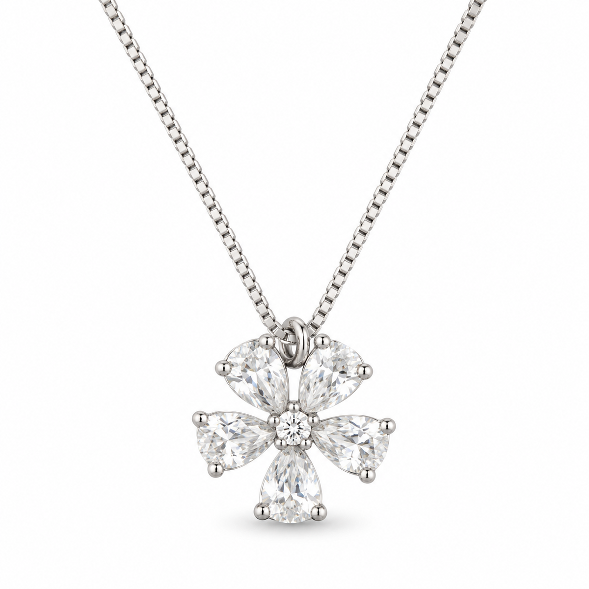 FLOWER PETAL ZIRCONIA — ΚΟΛΙΕ ΑΣΗΜΙ 925 ΛΟΥΛΟΥΔΙ ΜΕ ΖΙΡΚΟΝΙΑ ΣΧΗΜΑ ΔΑΚΡΥ