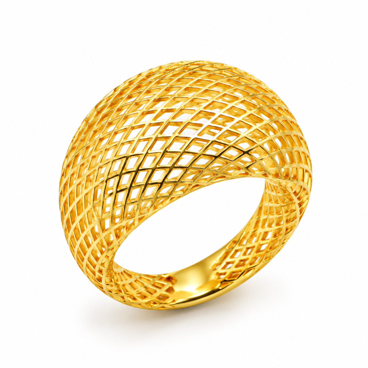 MESH DOME BAND — ΔΑΧΤΥΛΙΔΙ ΑΣΗΜΙ 925 ΕΠΙΧΡΥΣΩΜΕΝΟ ΔΙΧΤΥΩΤΟ ΘΟΛΩΤΟ