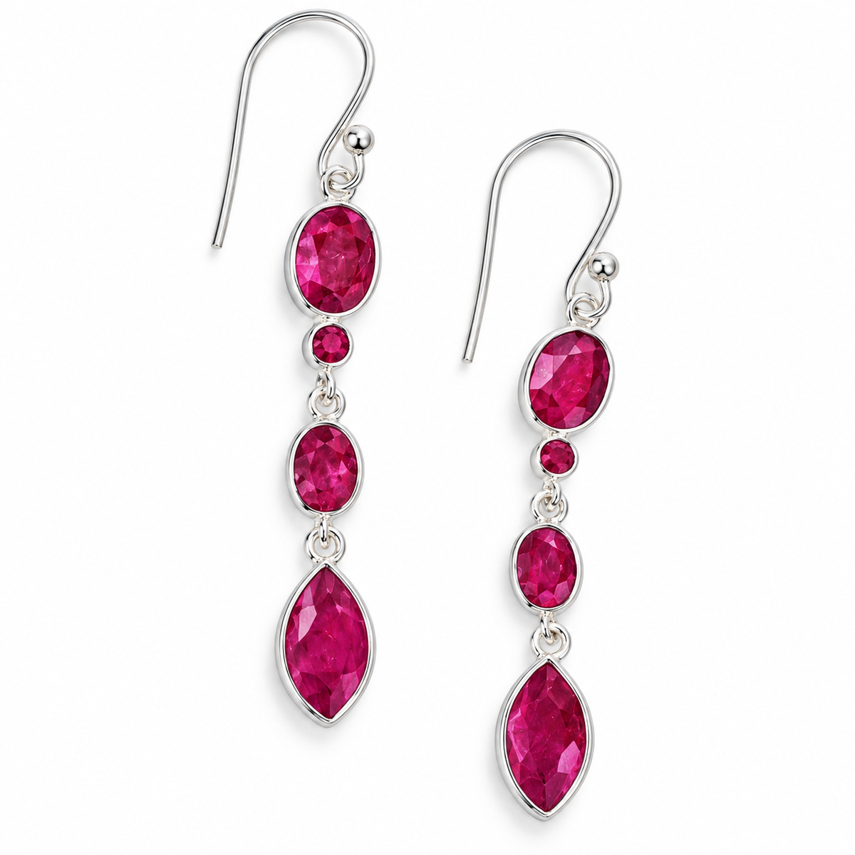MULTI GARNET CASCADE — ΣΚΟΥΛΑΡΙΚΙΑ ΚΡΕΜΑΣΤΑ ΑΣΗΜΙ 925 ΜΕ ΓΡΑΝΑΔΕΣ ΜΕΙΚΤΩΝ ΚΟΠΩΝ