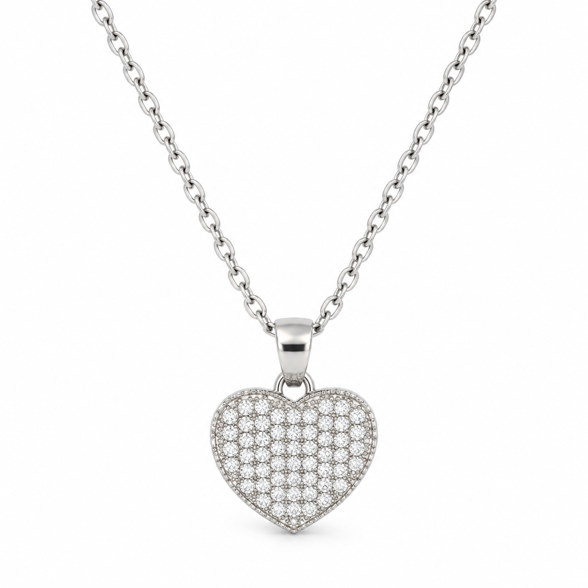 SWEETHEART PAVE FULL — ΚΟΛΙΕ ΑΣΗΜΙ 925 ΚΑΡΔΙΑ ΜΕ ΠΑΒΕ ΖΙΡΚΟΝΙΑ